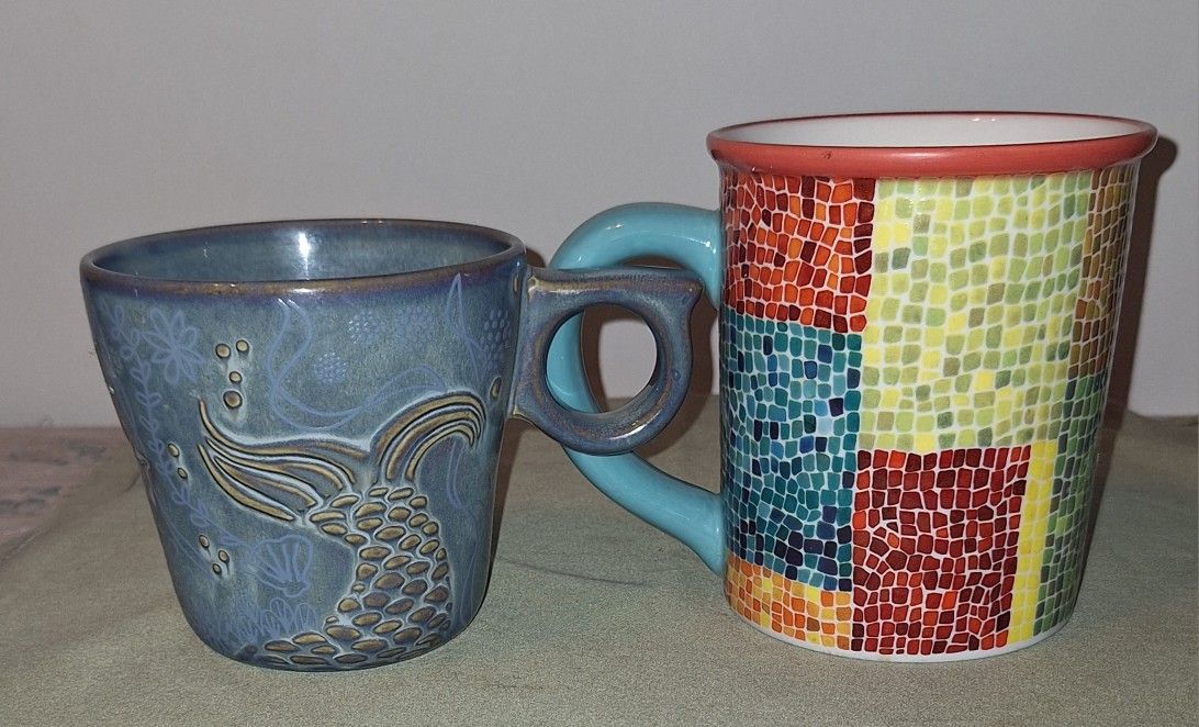 Starbucks Specialty Mugs-2014 Mermaid Tail, 2002 Multicolor Mosaic-$20.00 EACH