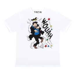 Haddock WOUAH White T-Shirt Captain Haddock Tintin Series 100% Cotton SZ S NWOT
