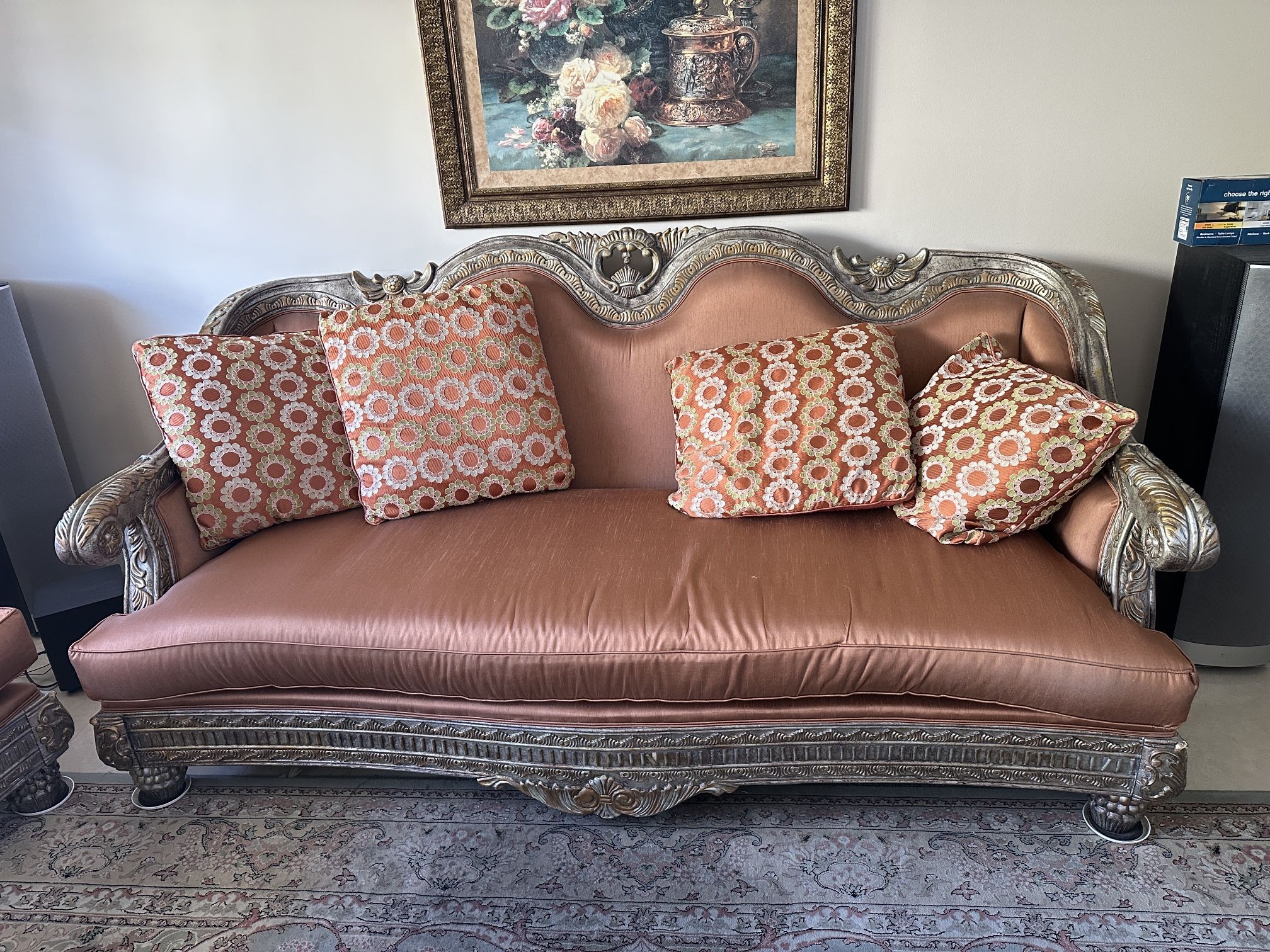 Vintage French Provincial/Rococo Revival Style Sofa SET (Two Couches) – Ornate Carved Wood – Reupholster Ready