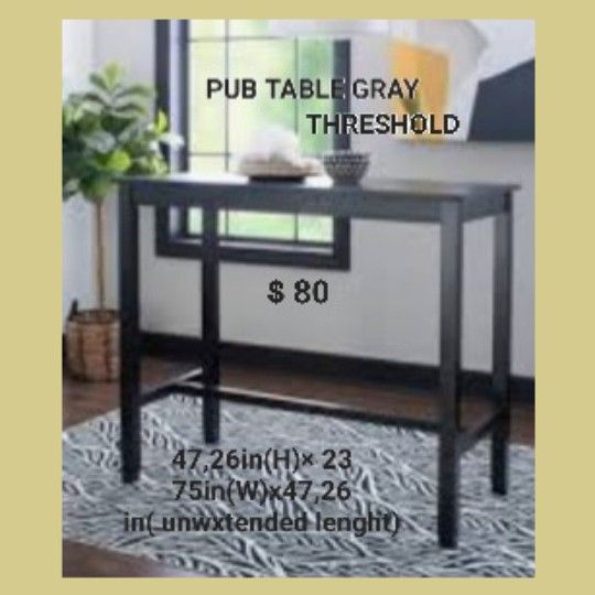 New Threshold Pub Table Wood Gray Wash