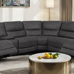Brand New Grey Super Plush Power Reclining Sectional Sofa 