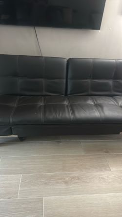 Brown leather futon