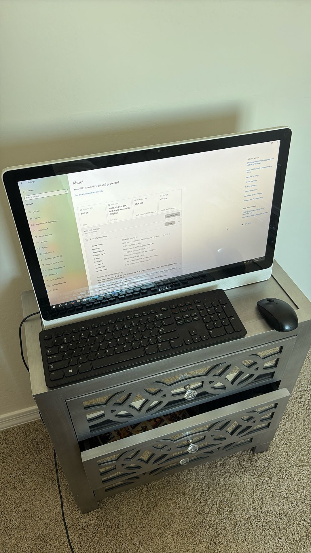 Dell Desktop Computer, Keyboard, And Mouse