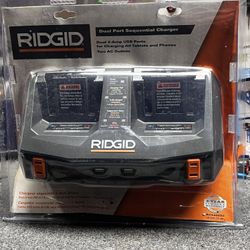 Ridgid Dual Port Sequential Charger+ USB
