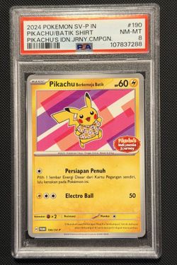 PSA 8 - Pikachu Berkemeja Batik 190/SV-P - Indonesia Journey Promo Pokemon