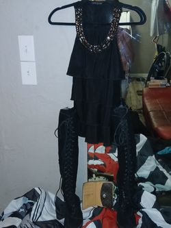 Womens knee high swade boots size 13 Combo with Blouse and womens High end wallet La Tour Eiffel