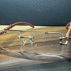 CLEAR FRAMES WITH BROWN AND GOLD BRAND NEW $25