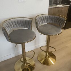 Gray Velvet Barstools 