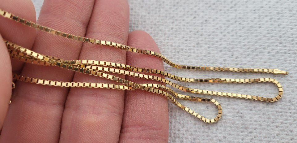 14k Solid Gold Box link Chain Necklace 24" Inch 