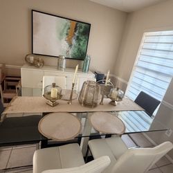 Modern Dining Table, Chairs And Buffet