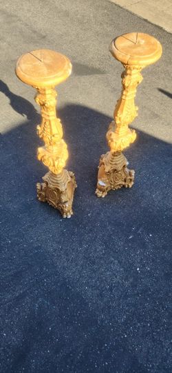 Golden Floor Pillar Candle Stands