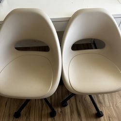Set of 2 IKEA White Swivel Desk Chairs - Modern Shell Design