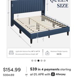 Queen Wayfair Upholstered Bed Frame - Excellent Condition!