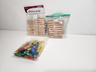 Laundry Clothes Pins Wooden and Plastic