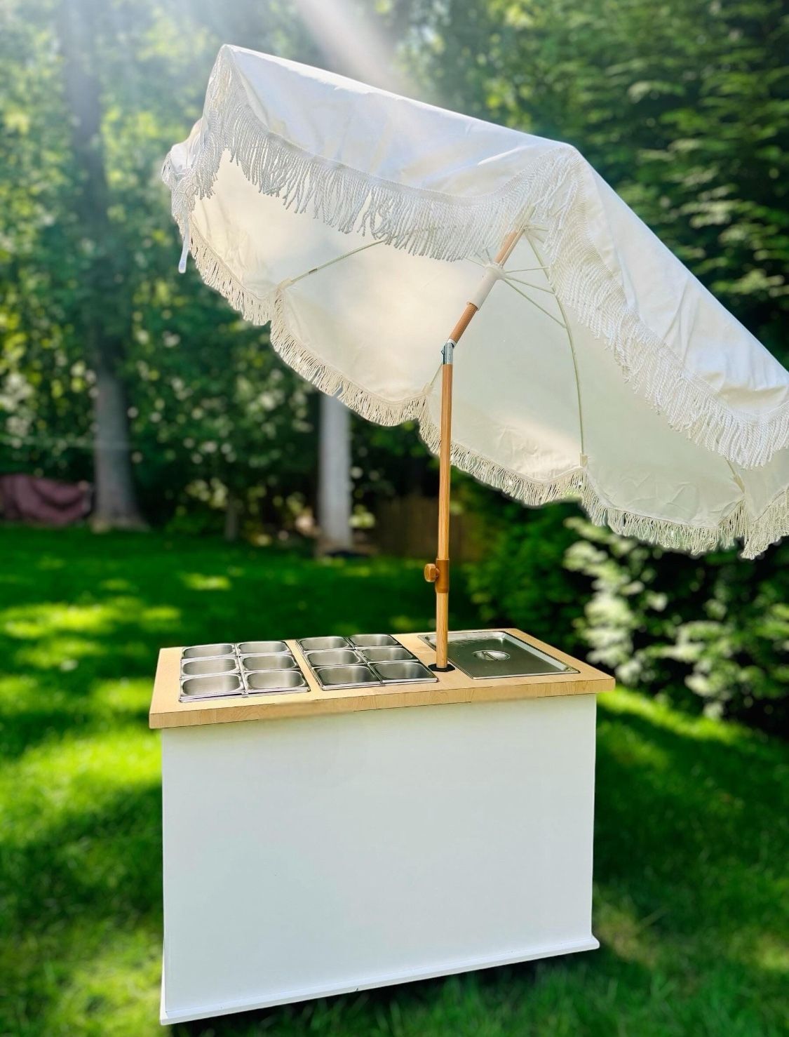 Portable Food Station for Outdoor Events Pop-Up Shops Farmers Market Street Food Mobile Beverage Cart Collapsible Vendor Charcuterie Cart with Wheels