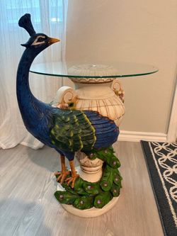 Peacock glass side table