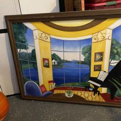 A Beautiful Picture Art With Blue And Yellow Colors