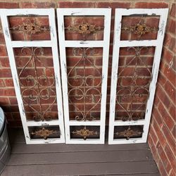Wood and iron wall art three-piece