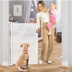 42 Inch Extra Tall Baby Gates for Doorways 55" Wide Retractable Dog Gate 
