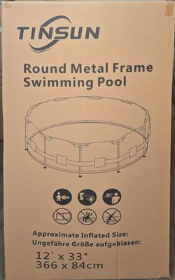 SUNRIO FRAME POOL 12FT ×33IN WITH FILTER PUMP AND FLOOR COVER