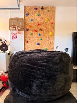 Lovesac SuperSac Oversized Bean Bag Chair with Black Plush Cover
