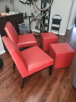 2 Side Chairs And Ottomans