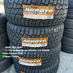 275/55R20 Arroyo A/T New Set of Tires Installed and Balanced Set de Llantas Nuevas Instaladas y Balanceadas