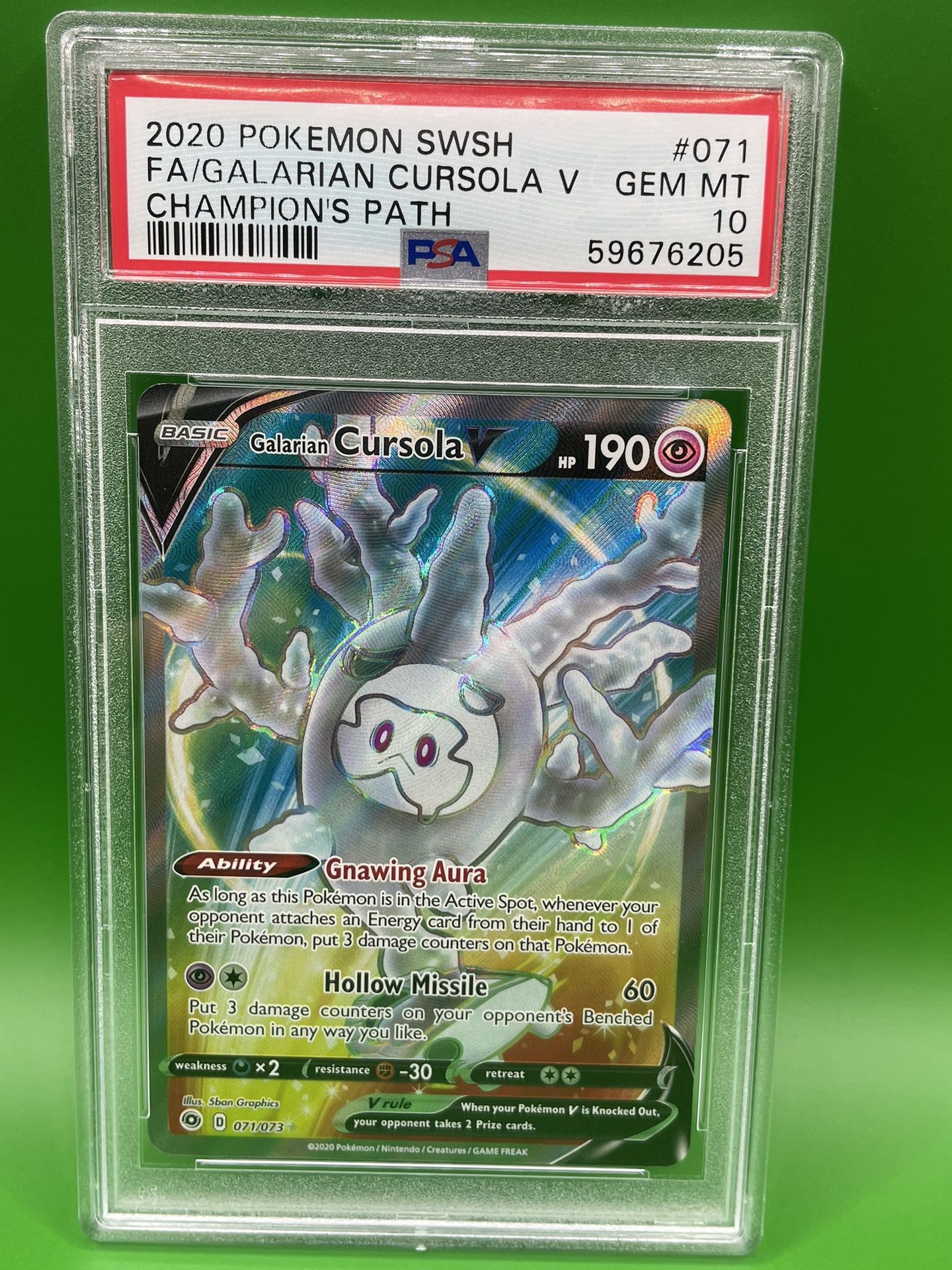 2020 Pokemon Champion's Path: Galarian Cursola V #071 PSA 10 GEM MINT