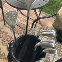 Golf Bag And Golf Irons And Driver And 5 Wood