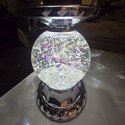 crystal snowflake winter Waterglobe 3 wick candle holder/pedestal