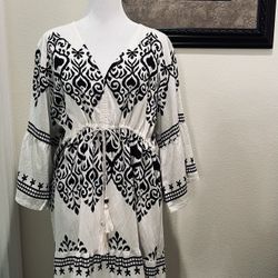Boho Printed Tunic Summer Dress One Size NWT