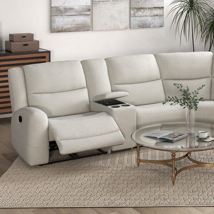 Sectional With Reclining Chairs Storage Console With Cup Holders