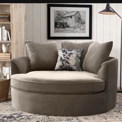 Brand New Oversize Grey Swivel Round Chair