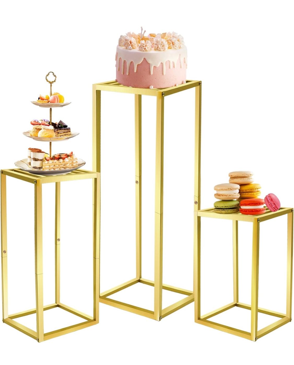 Wedding Centerpieces for Tables Tall Metal Flower Stand Decorations for Weddings Party Gold Floor Geometric Vases for Events Reception Set of 3