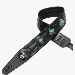Guitar Strap With Metal Blue Jewelry- CY Brand