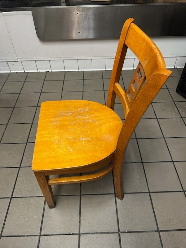 SOLID WOOD CAFE CHAIRS (USED) 34 AVAIL