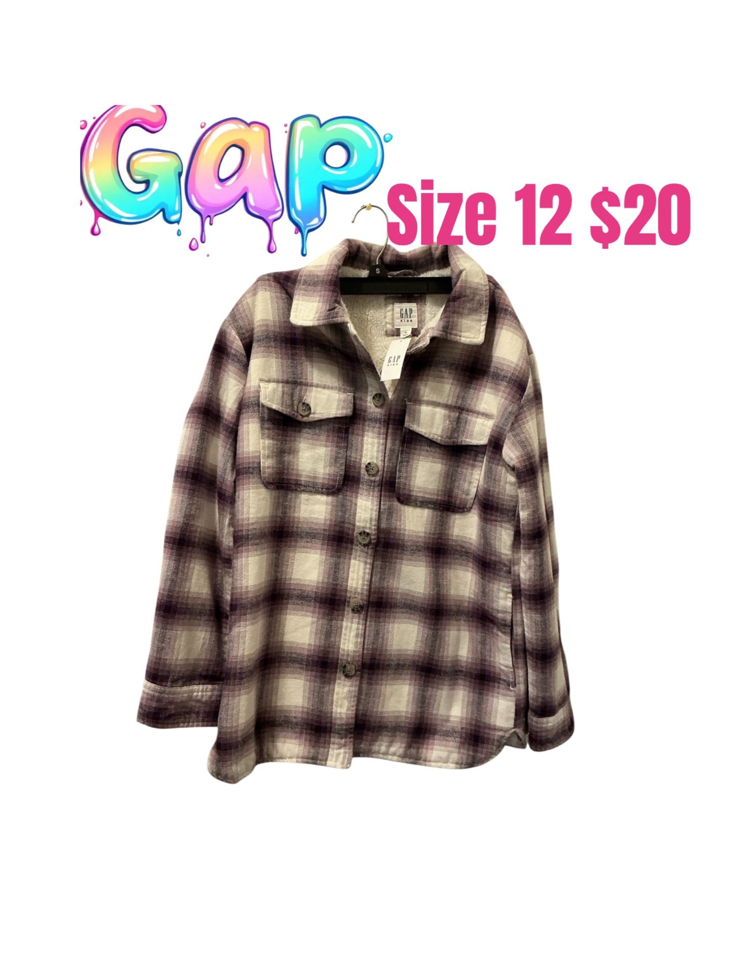 Kids Sherpa-Lined Shirt Jacket NWT Xl (12) 💖💖FIRM PRICE