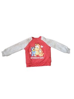 Toddler Bluey and Friends "Smoochy Kiss" Valentine's Pullover Sweater - Red 2T
