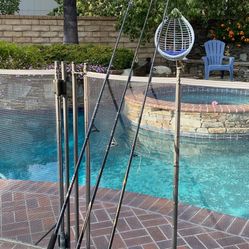 Three 8' Spinning Rods with Shimano & Penn Reels that would be GOOD for Surf,Pier,Boat ect Fishing.