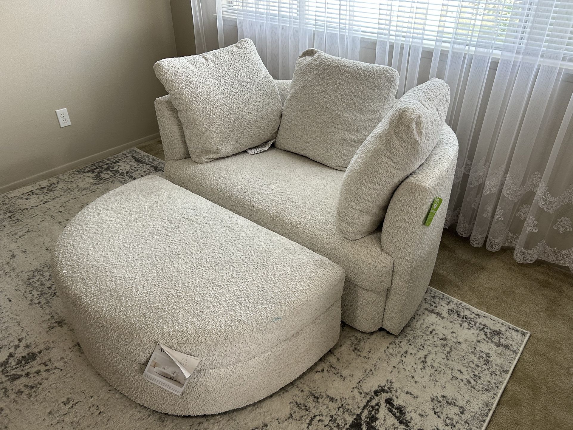 Holley Oversized Fabric Accent Chair with Storage Ottoman