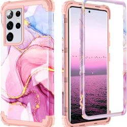 Samsung Galaxy S21  Heavy Duty 3 Layer Shockproof Full-Body Protective Hard Case  Marble