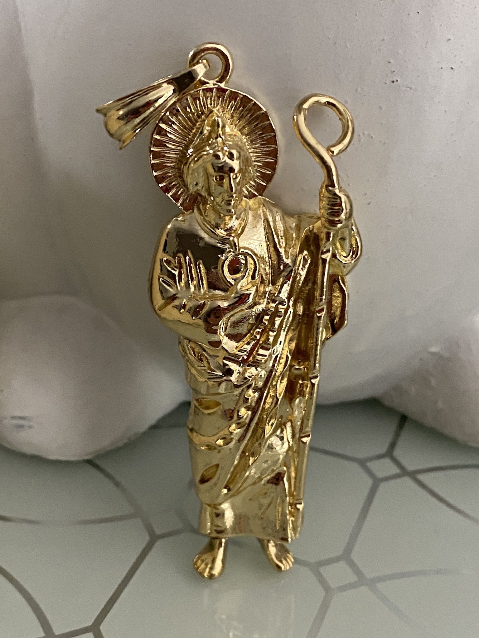 Large Saint Jude Gold Plated Pendant 