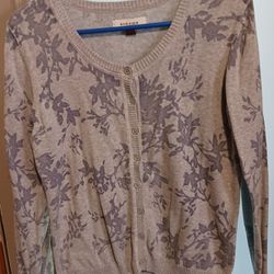 WOMEN'S SONOMA LIFE & STYLE BRAND CARDIGAN, GRAY & PURPLE, SIZE MEDIUM 