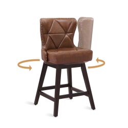 Modern Swivel Counter Height Bar Stool – Solid Wood Frame (Brand New)