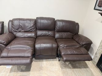 Leather sofa and loveseat