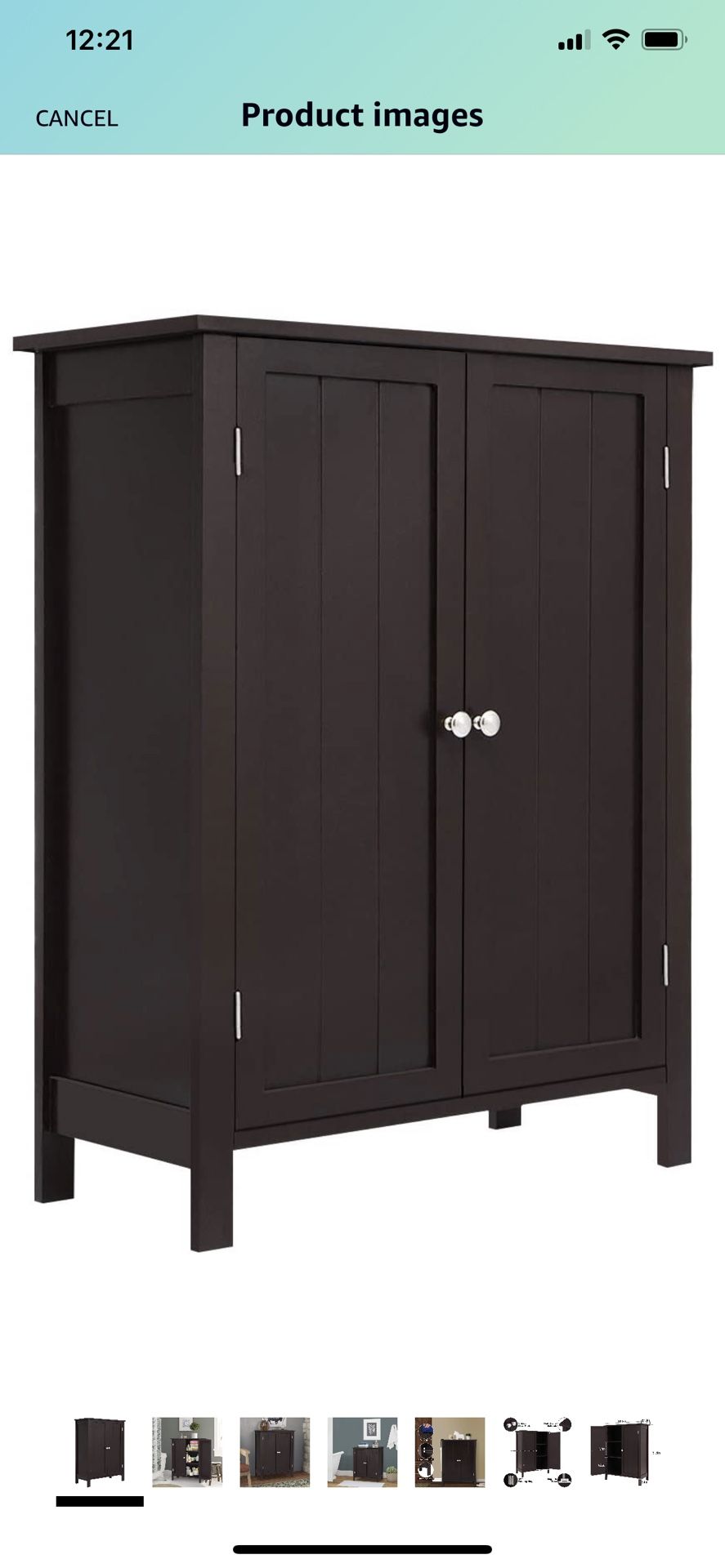 Bathroom Floor Storage Cabinet, Free Standing Bathroom Storage Cabinet with Double Door and Adjustable Storage Shelf for Home Office, 23.5 x11.8 x 31