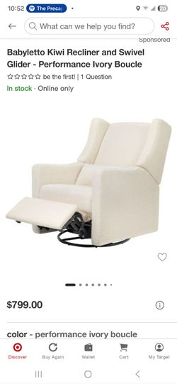 Kiwi ivory recliner for nursery