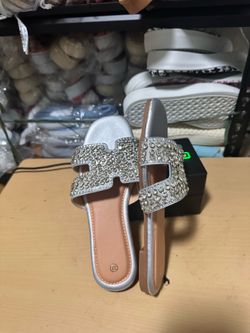 Silver embellished slides with a touch of glamour #glamour #slides