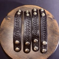 Duty Belt Keepers Basket Weave Leather Chrome Double Snaps 7.25” (Lot of 4)