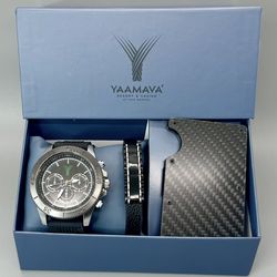 Yaamava Resort Casino Watch Gift Set Bracelet Carbon Fiber Wallet Box New